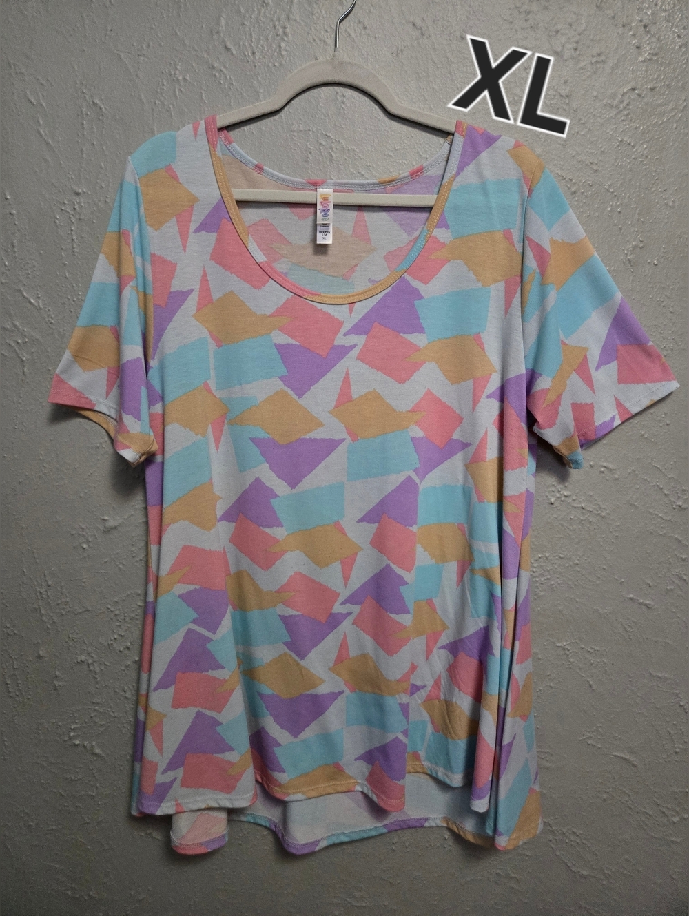 LuLaRoe Perfect T Pastel Blue Purple Pink Yellow Print Tee Size XL